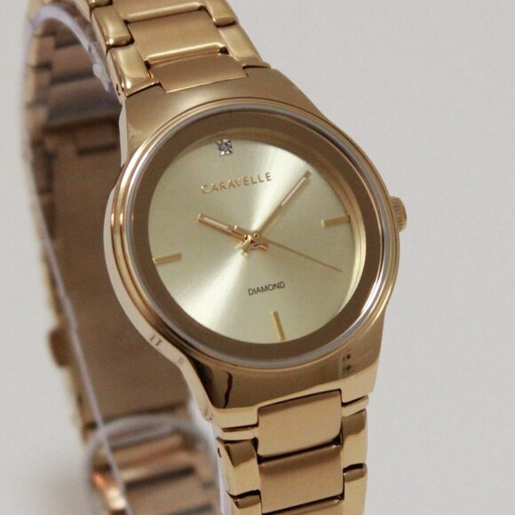 Caravelle Ladies Diamond Accent Watch By Bulova 30mm - Picture 1 of 13